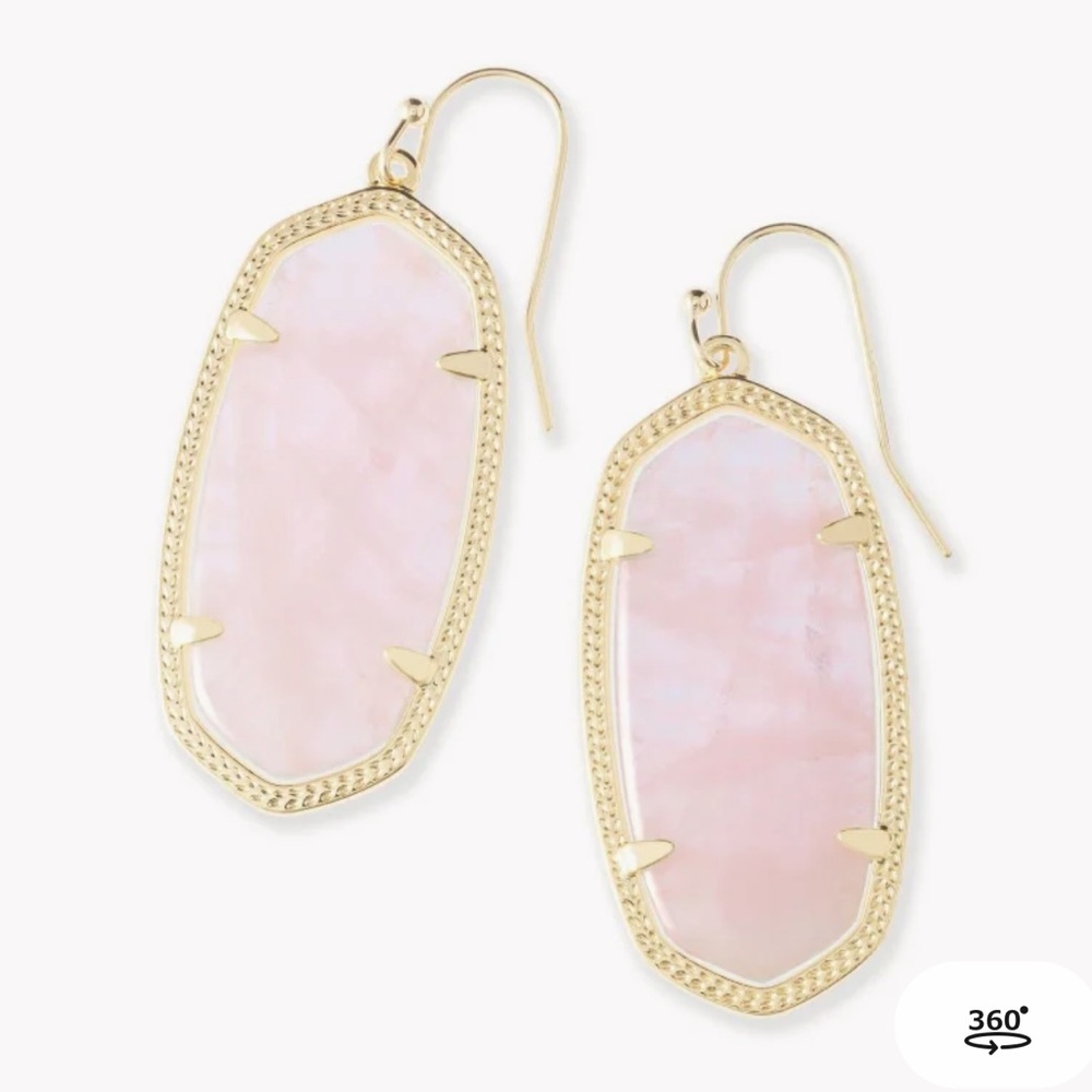 Kendra Scott Elle Gold Drop Earrings in Rose Quartz Glass